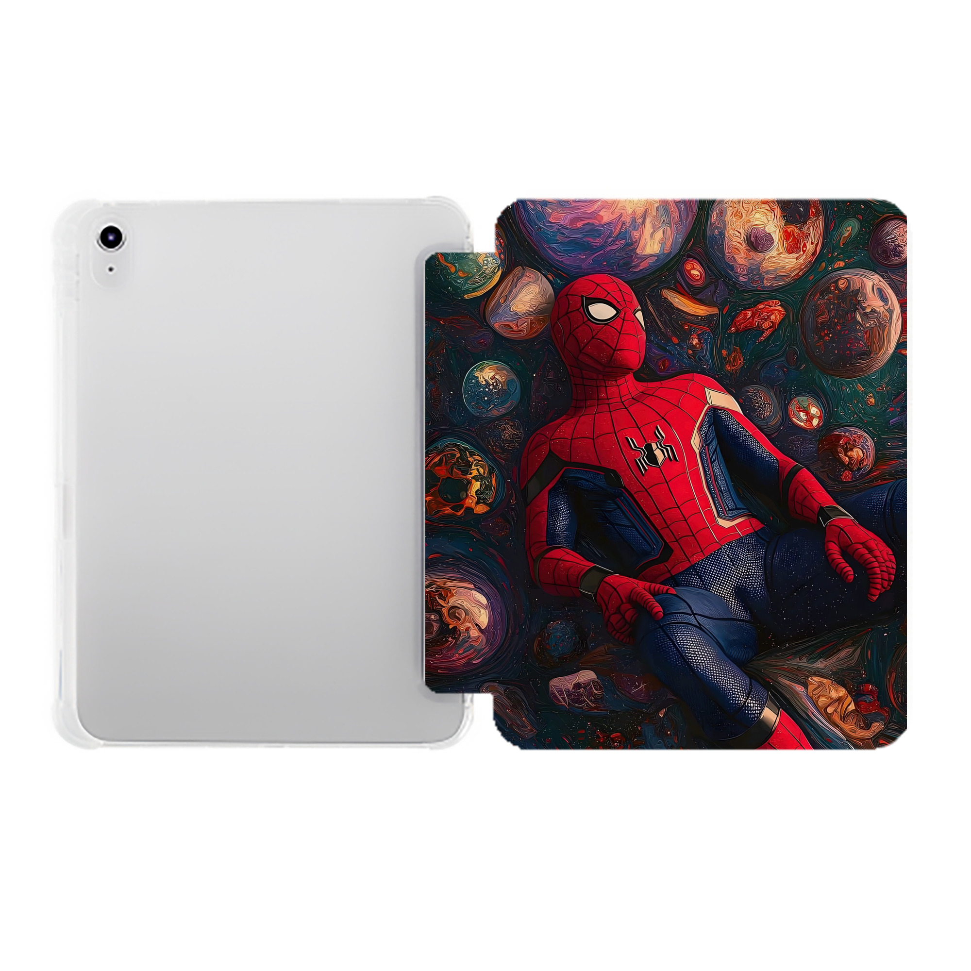 （画像用） Spider Man スパイダーマン IPad ケース ペン収納付き 三つ折りスタンド PUレザー×シリコン 対応機種9.5/10.5/10.9インチ